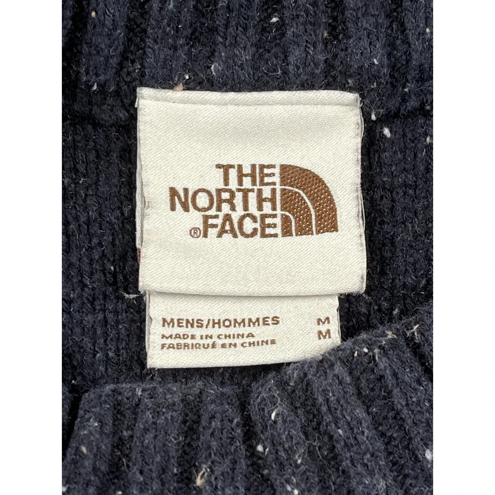 The North Face Sweater Mens Medium Navy Blue Cotton Wool Knit Crew Neck Winter